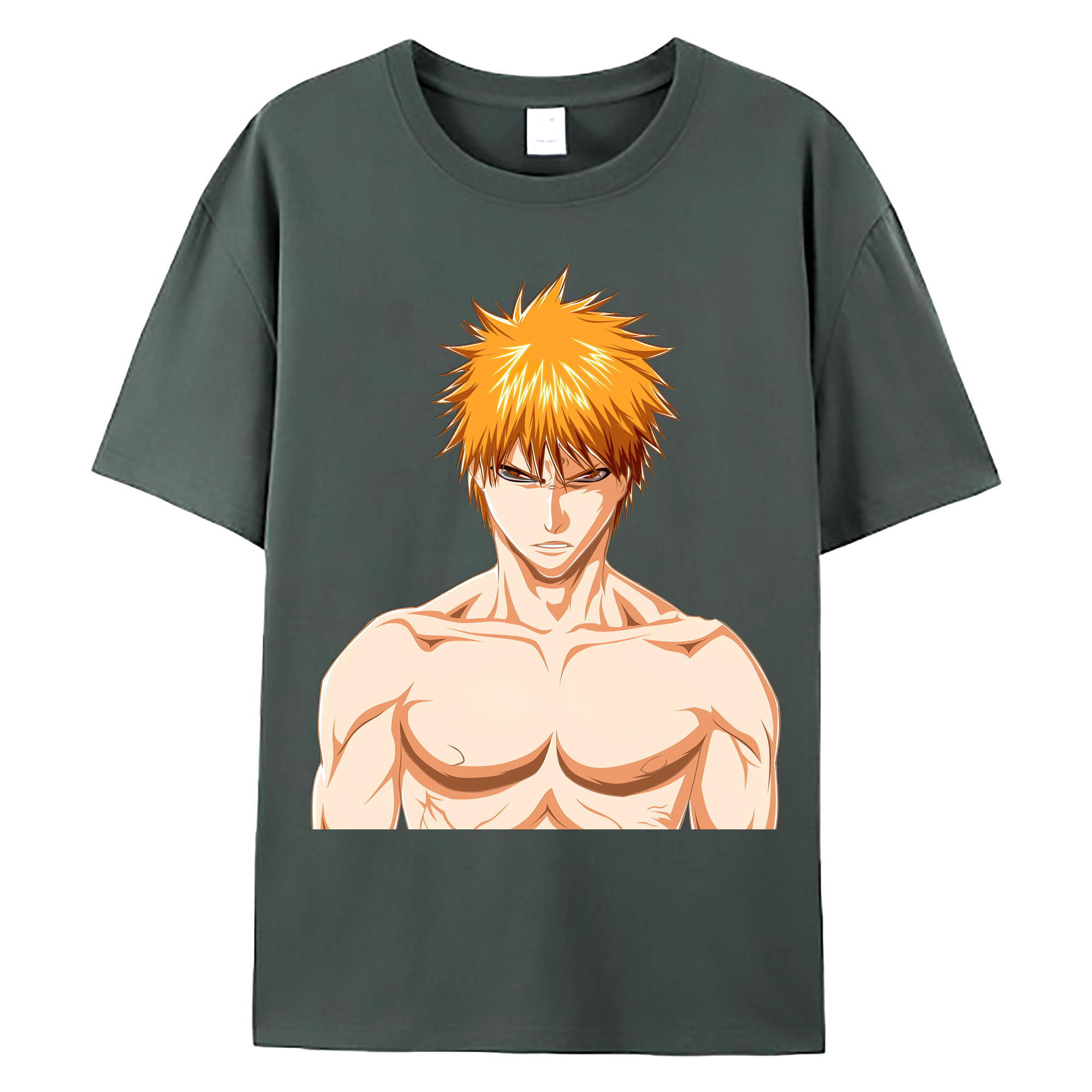 （画像用） ブリーチ 黒崎一護（くろさき いちご）BLEACH Kurosaki Ichigo 綿100％ メンズ半袖Tシャツ｜肌触りやわらか＆通気性